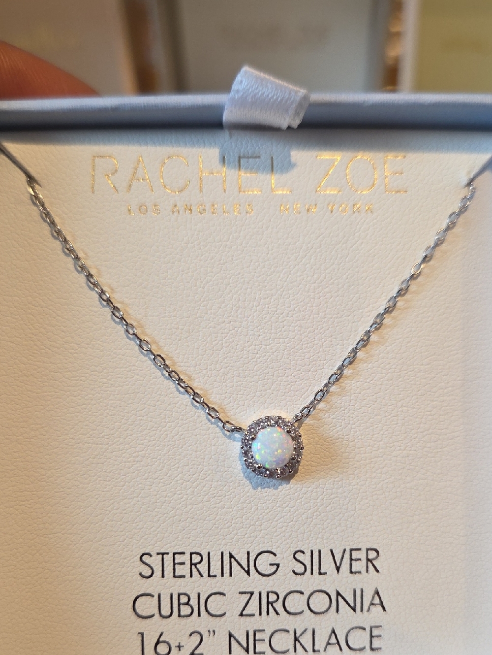 Rachel Zoe Opal Halo Necklace in White and Silver